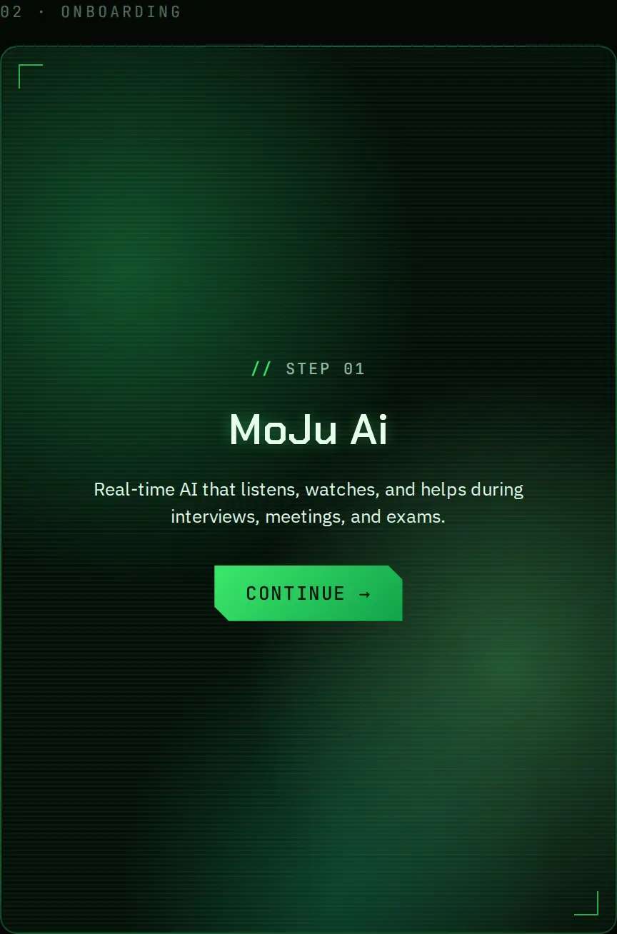 MoJu Ai onboarding screen